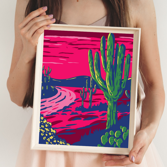 Saguaro at Sunset Art Print