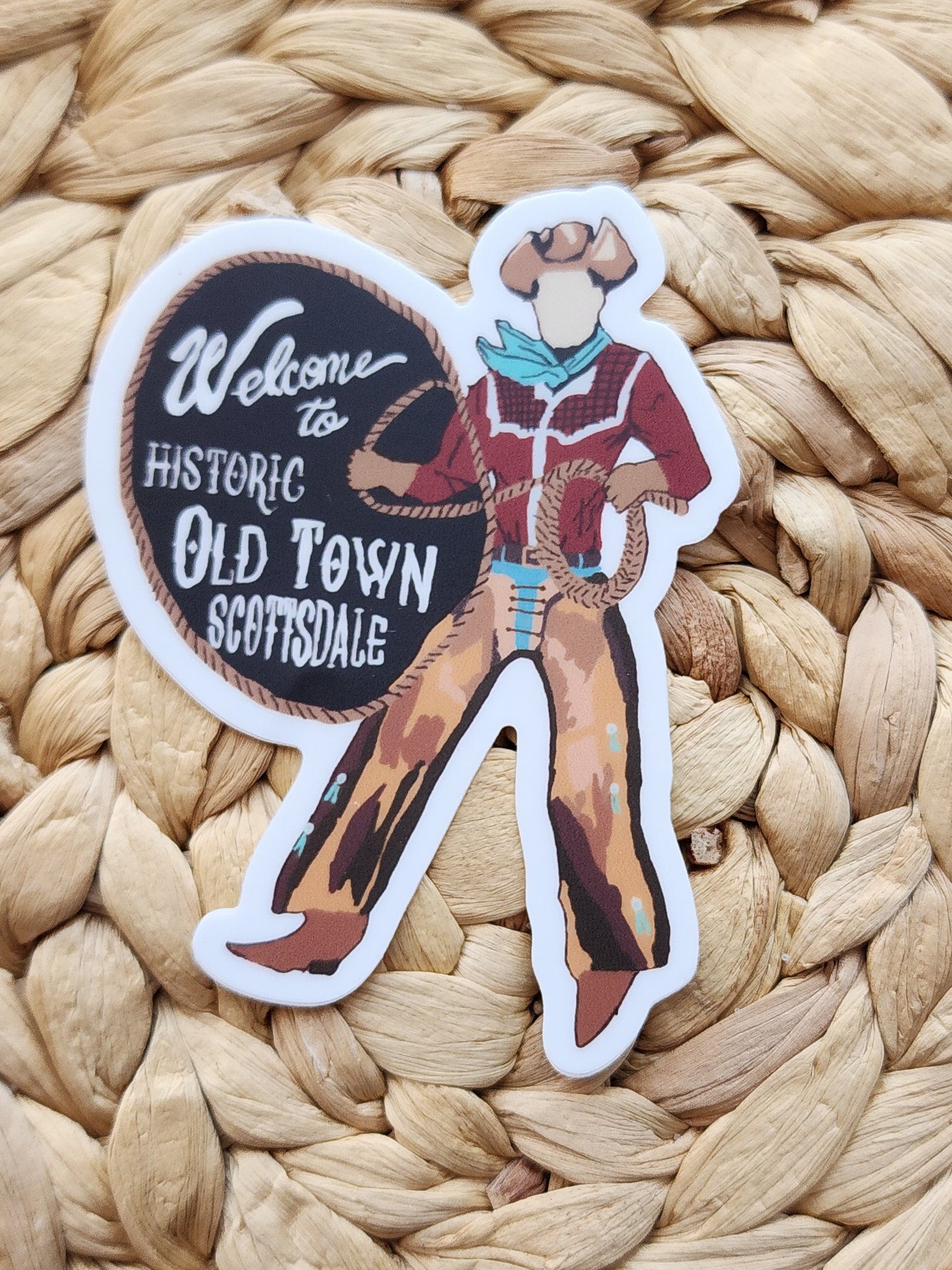 Old Town Scottsdale Arizona Cowboy Sign Sticker