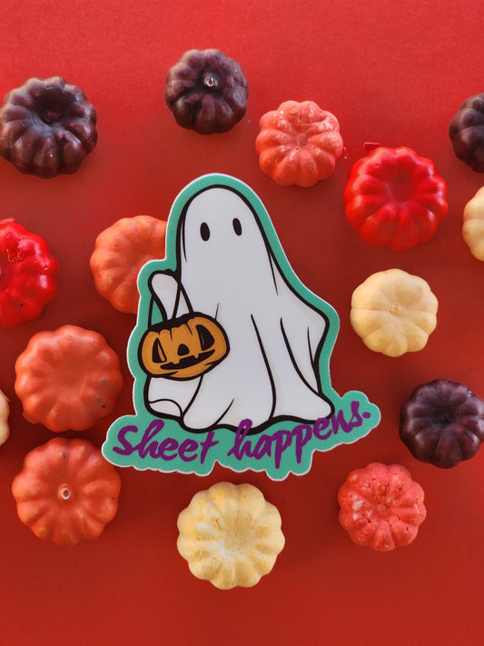 Sheet Happens: Halloween Ghost Meme Sticker