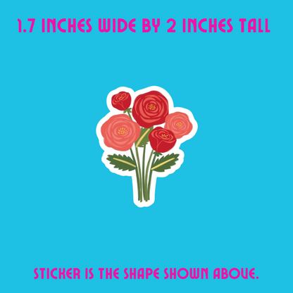Red Roses Gouache Flower Bouquet Sticker