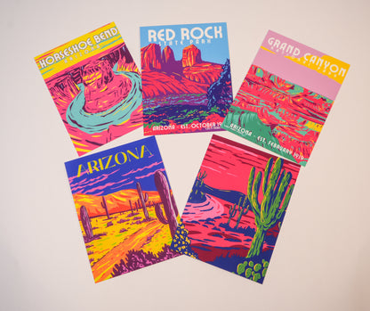 Pack of 5 Arizona Postcards
