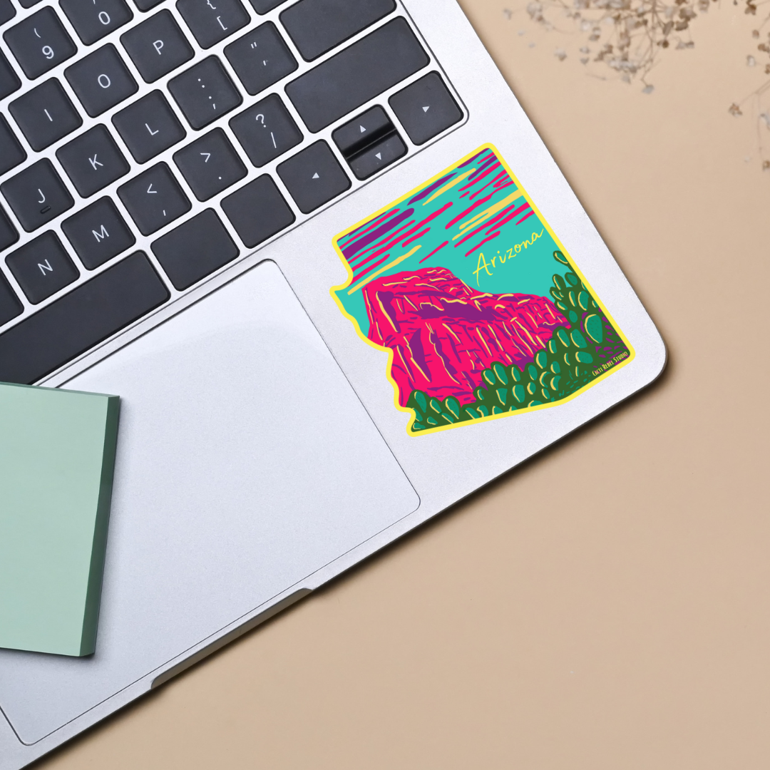 Arizona Mountains & Prickly Pear Sticker