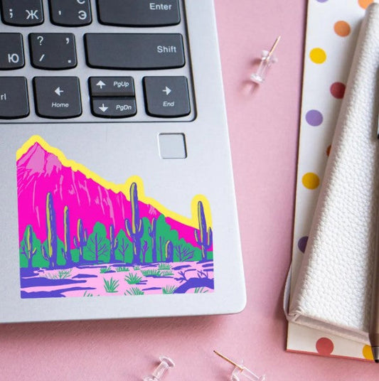 Pink Mountain Saguaro Sticker
