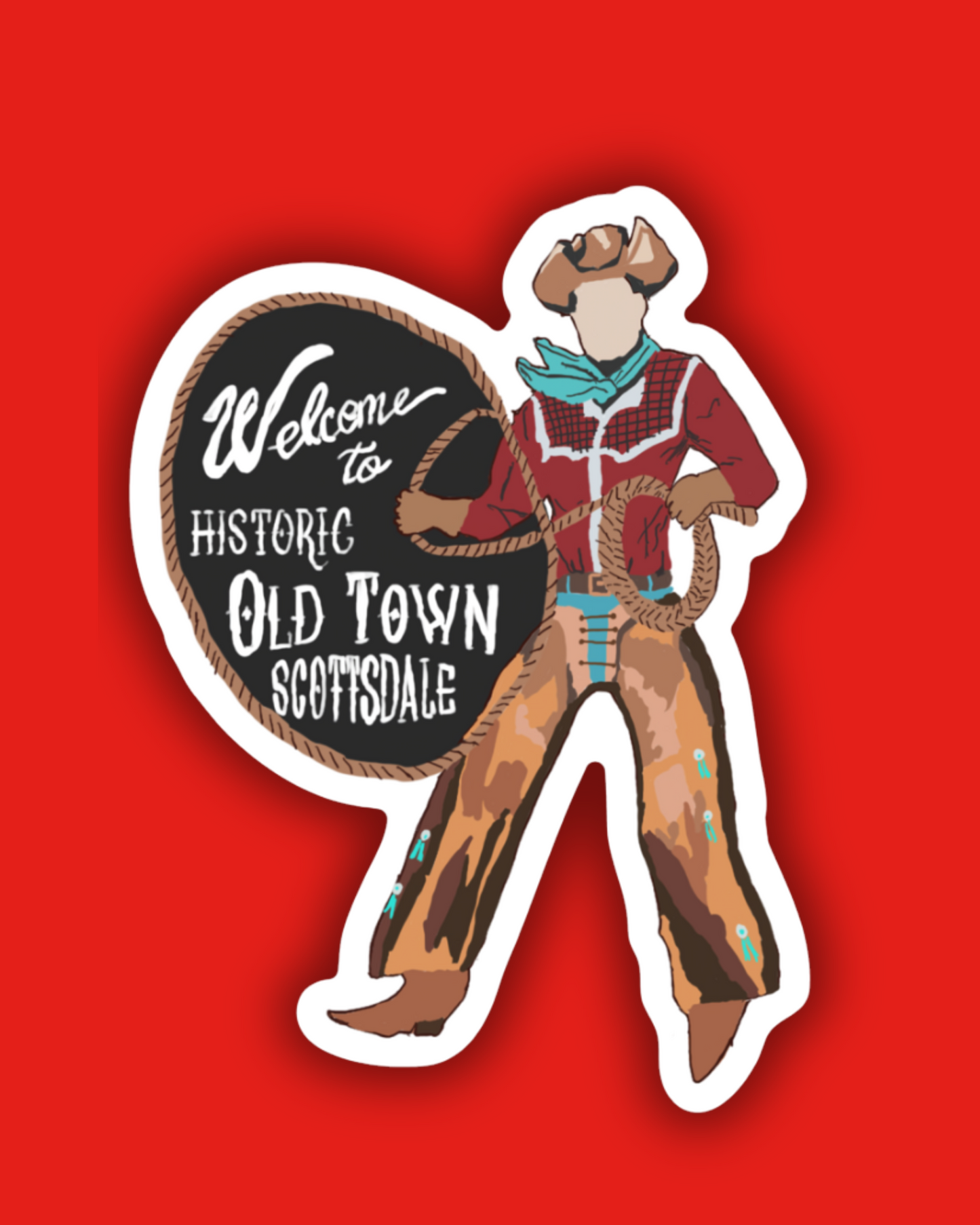 Old Town Scottsdale Arizona Cowboy Sign Sticker