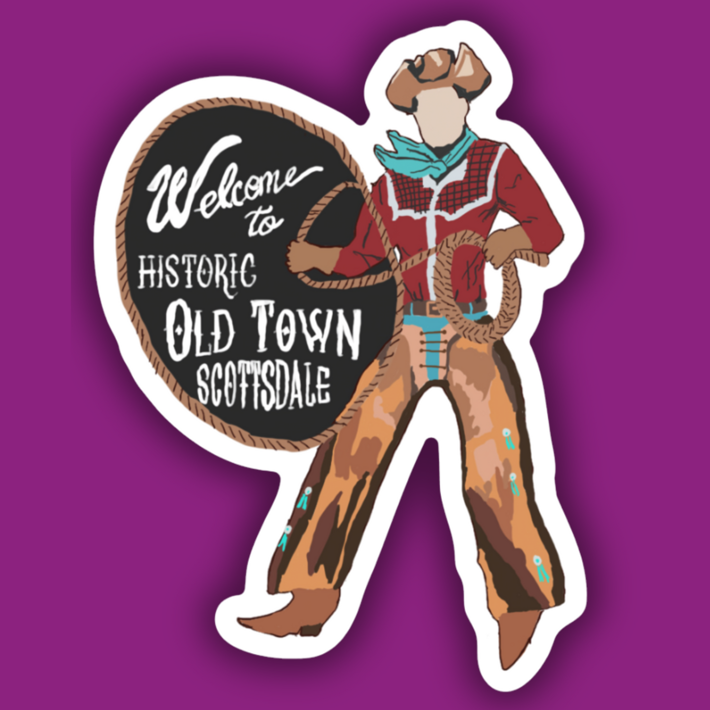 Old Town Scottsdale Arizona Cowboy Sign Sticker