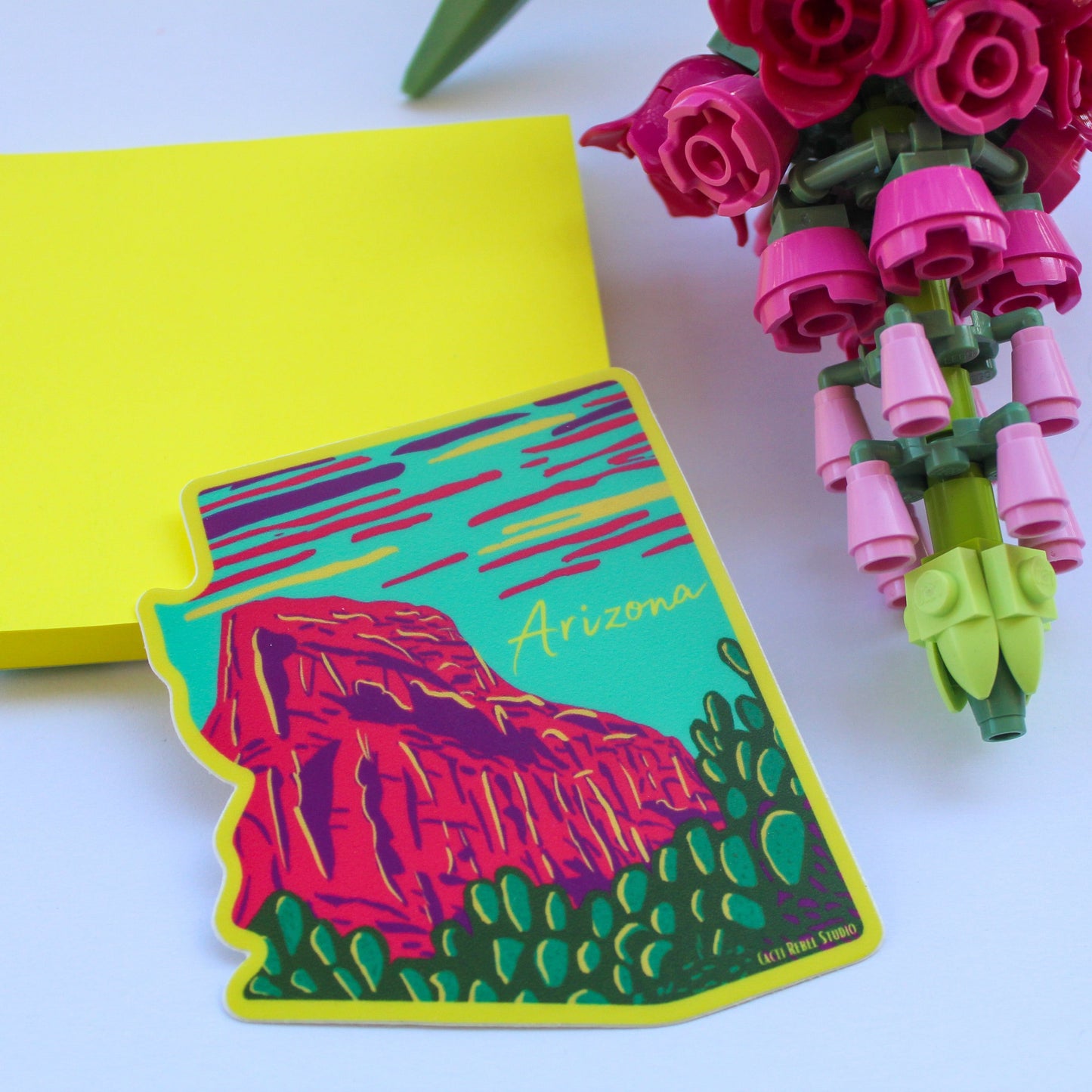 Arizona Mountains & Prickly Pear Sticker