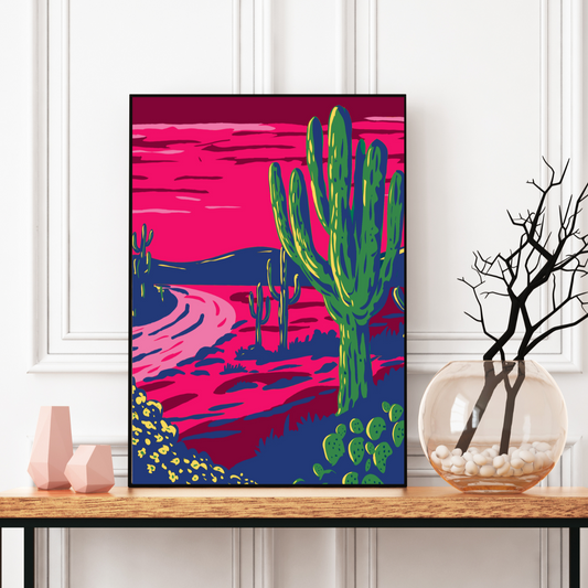Saguaro at Sunset Art Print