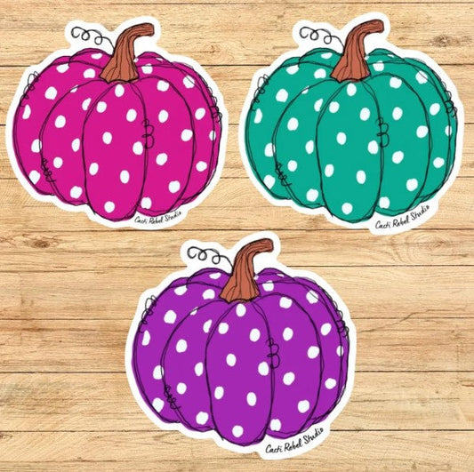 Polka Dot Mini Pumpkin Stickers