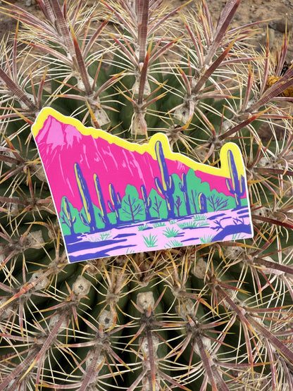 Pink Mountain Saguaro Sticker
